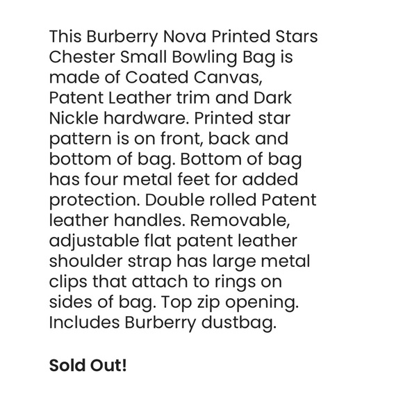 Authentic Burberry Chester Bowling Bag - Crossbody - Nova Check - Stars Pattern - Picture 10 of 10